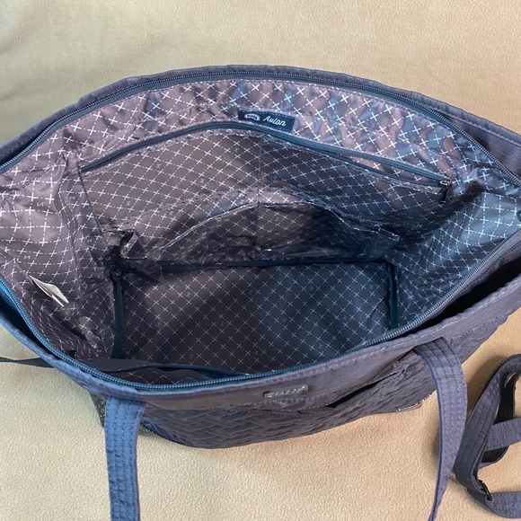 Lug Avion & Punter Quilted Tote Bag Set Sparkle Bottom Gray Travel Weekender EUC - Picture 3 of 13